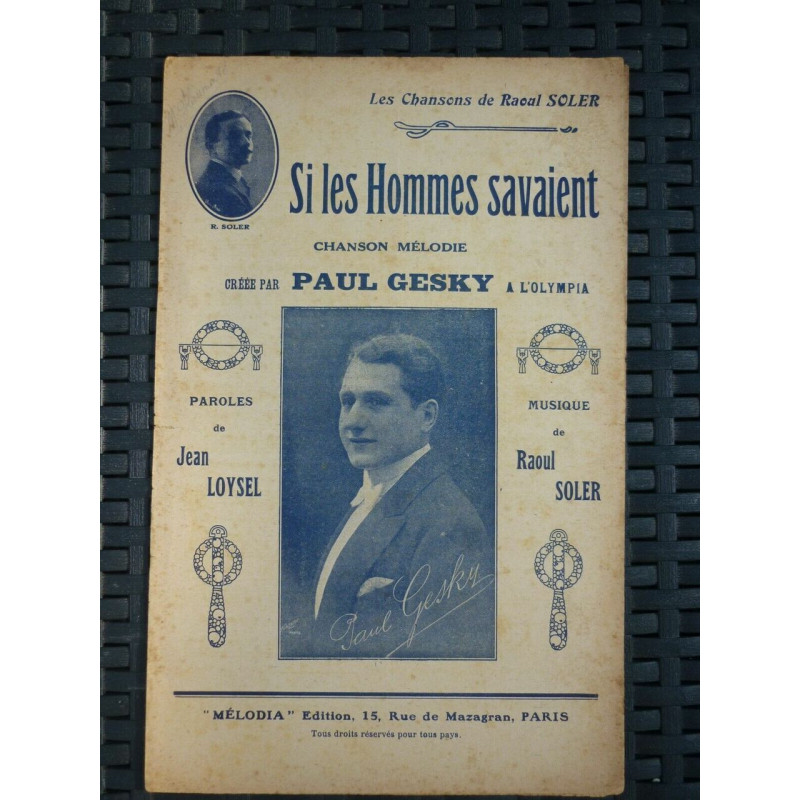 partition Jean Loisel Raoul soler Si les hommes savaient