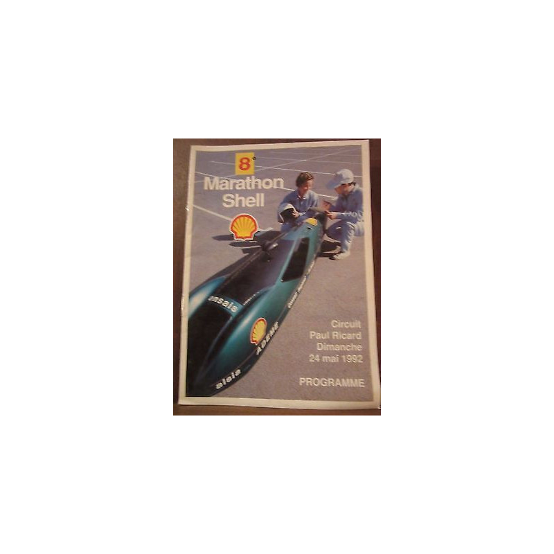 8e Marathon shell Circuit Paul Ricard Dimanche 24 Mai 1992 Programme