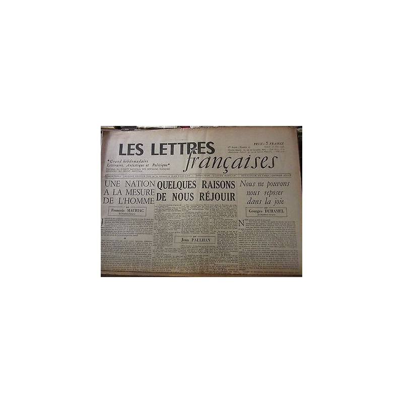 Les Lettres Françaises n55 12 Mai 1945 paulhan peynet effel duhamel