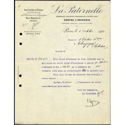 Facture LA PATERNELLE Compagnie d'assurances contre l'incendie
