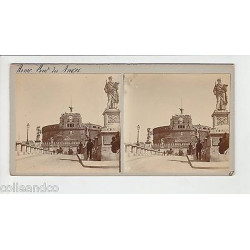 Vue Stéréoscopique Stéréo ITALIE ROME Pont des Anges NAPLES Vue...