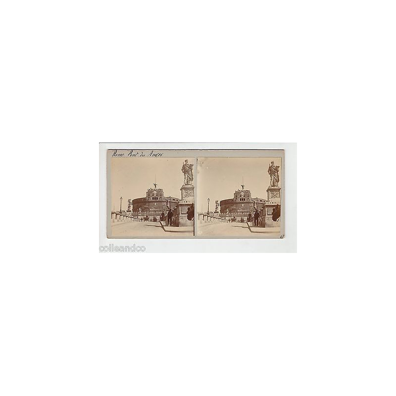 Vue Stéréoscopique Stéréo ITALIE ROME Pont des Anges NAPLES Vue...