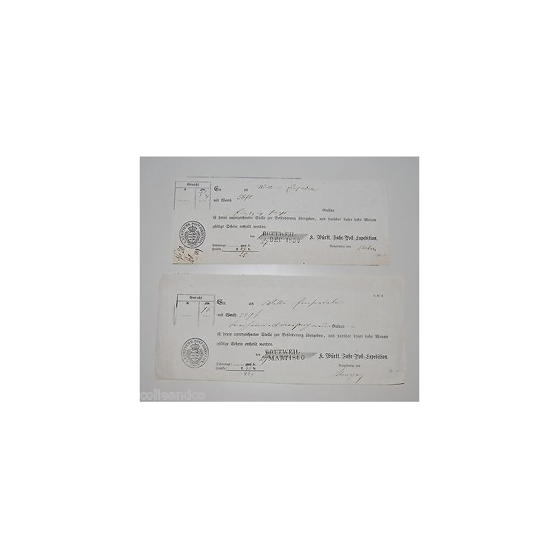 württemberger POST DIRECTION 1859 1860 ROTTWEIL Württemberg POST...