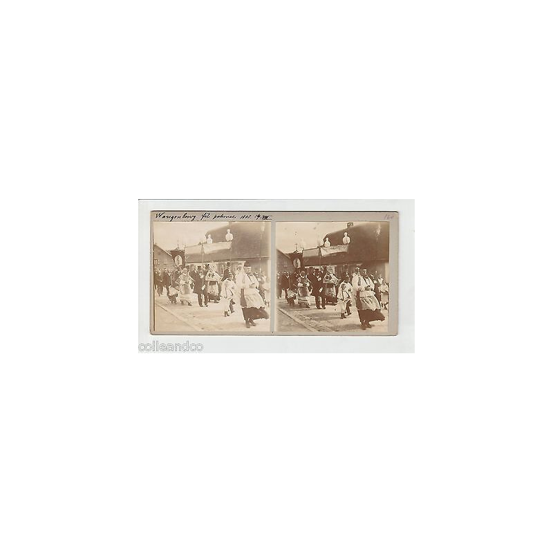 Vue Stéréoscopique Stéréo 67 wangenbourg engenthal défilé religieux