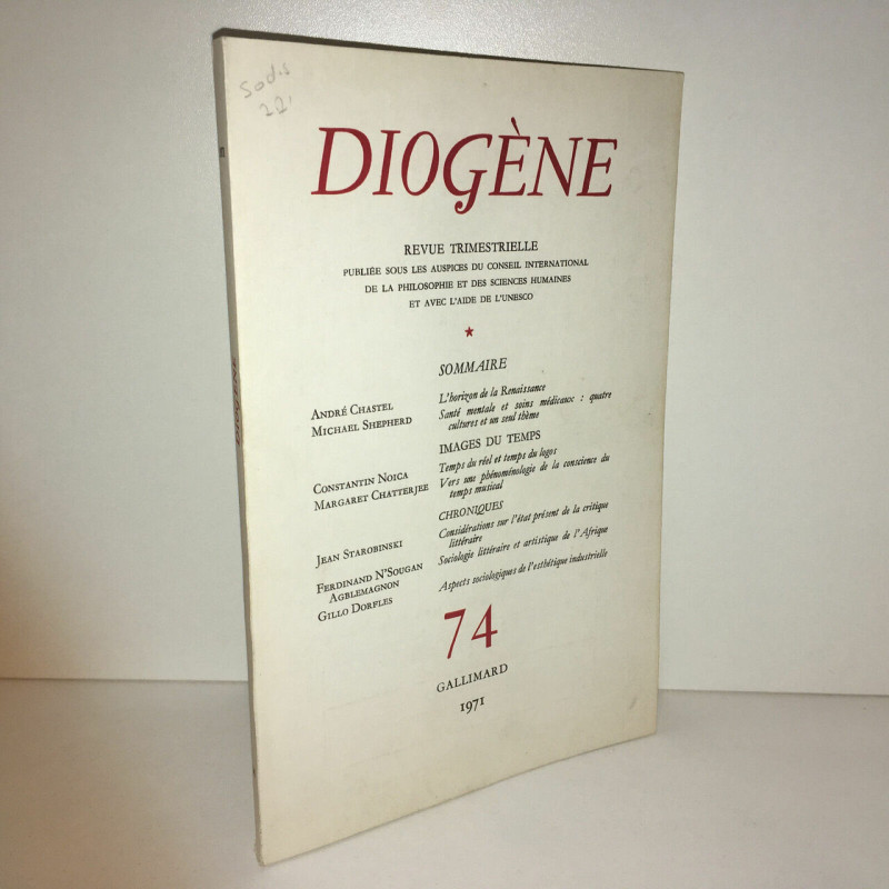 Revue DIOGENE n 74 de avril juin 1974 éd Gallimard ba73 b