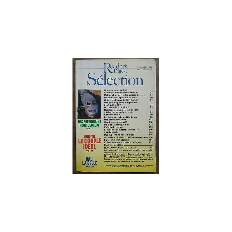 Reader's Digest Sélection Nº 516 Février 1990
