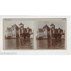 Vue Stéréoscopique Stéréo SUISSE Château de Chillon Territet du Glion