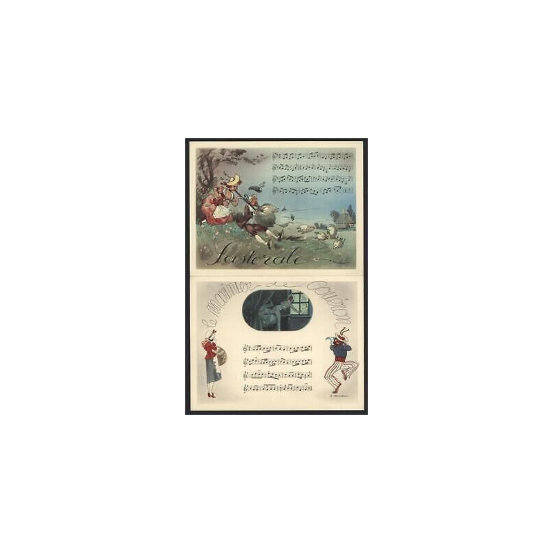Lot de 4 AQUARELLES de J. TOUCHET Laboratoires Denis Chansons...