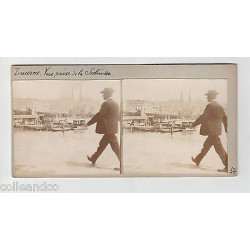 Vue Stéréoscopique Stéréo SUISSE LUCERNE Vue depuis Seebrücke...