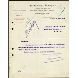 Facture Société Anonyme Westinghouse Usines au Havre et à Sevran
