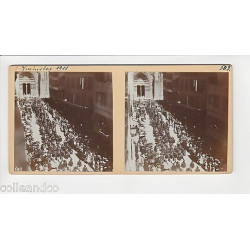 Vue Stéréoscopique Stéréo 67 STRASBOURG la rue Mercière animée Defilé