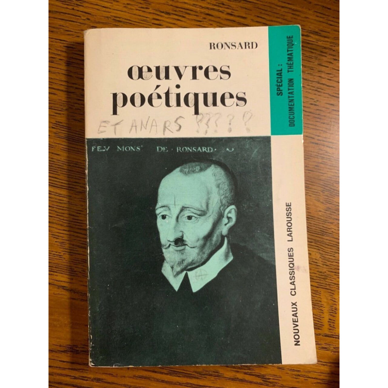 ronsard Oeuvres poétiques Librairie hachette