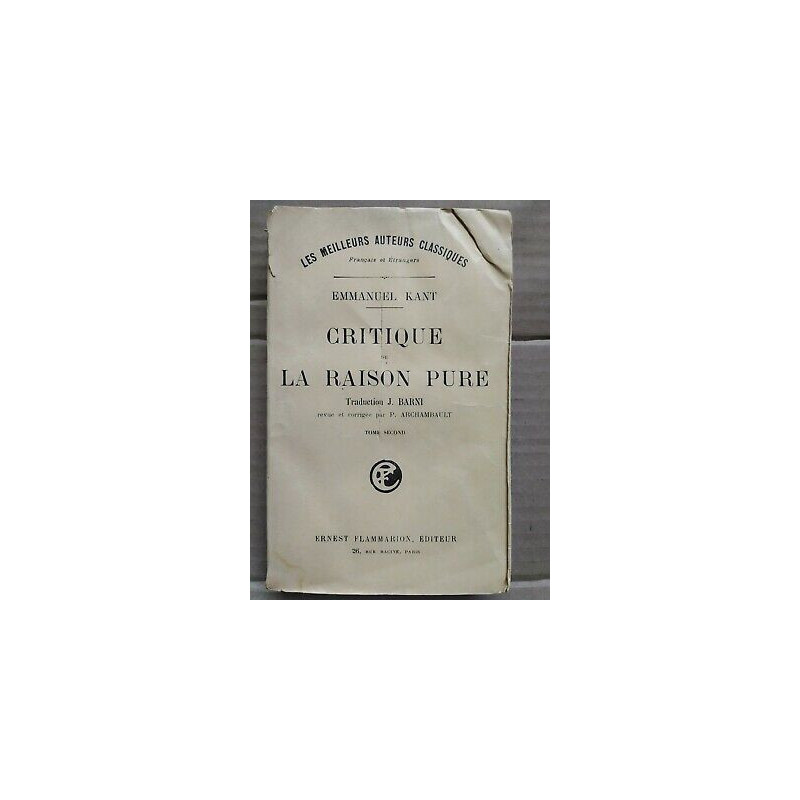 Critique de La Raison Pure Tome II flammarion