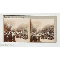 Vue Stéréoscopique Stéréo notre dame de sion Arrivée train de Pélerins