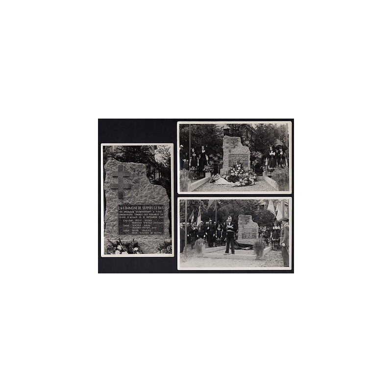 3 CPA Carte Photo SEPPOIS-LE-BAS 68 Monument du Char Haut-Rhin...