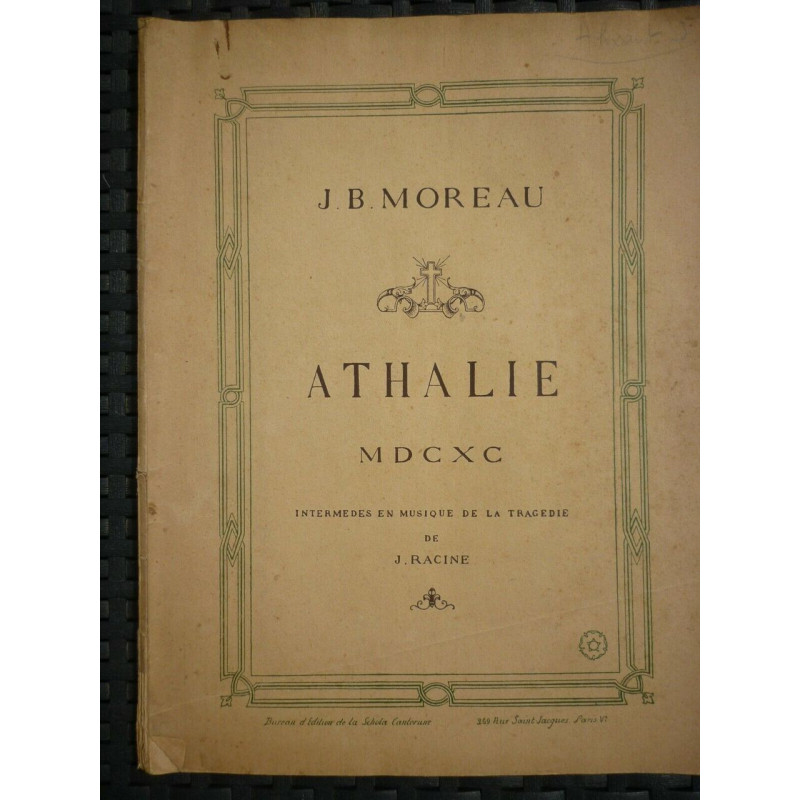 J.B. Moreau Athalie intermèdes en musique de la tragédie de...