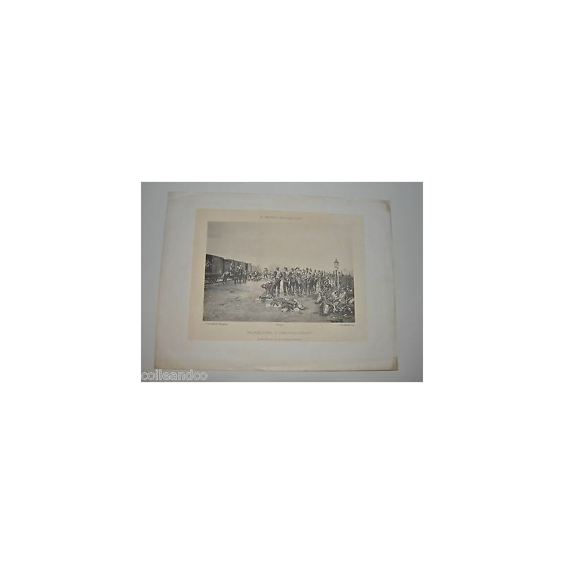 Grande gravure e berne bellecour Manoeuvre d'embarquement SOLDATS