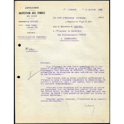 Facture Inspection des Forges de Lyon Artillerie détachement de...