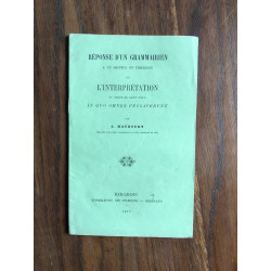 RÉPONSE D'UN GRAMMAIRIEN A UN DOCTEUR EN THEOLOGIE sur...