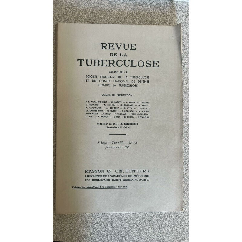 Revue de Tuberculose - Tome 20 - N°1 2 - Janvier Février 1956