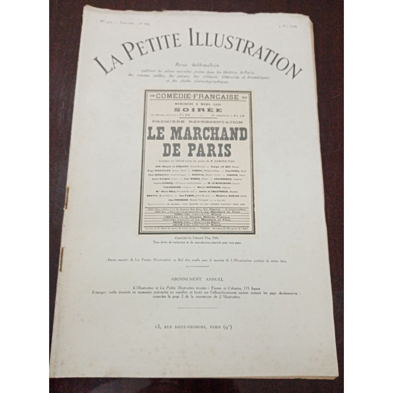 La petite Illustration N° 429. Le marchand de Paris