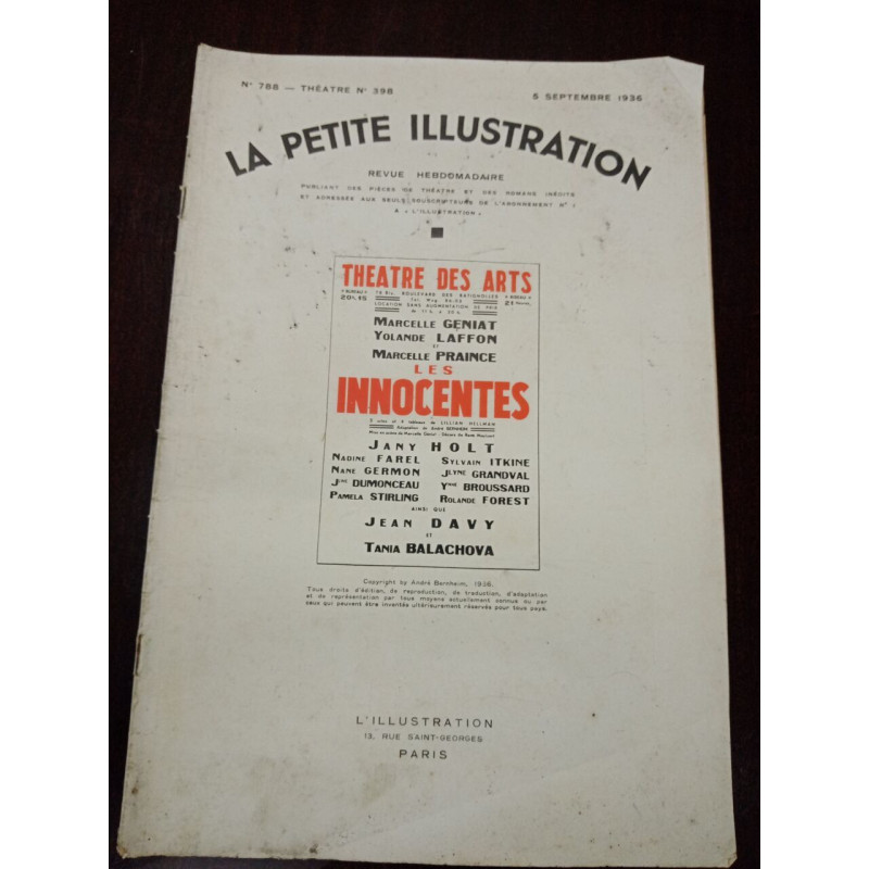 La petite Illustration N° 788. Les innocentes