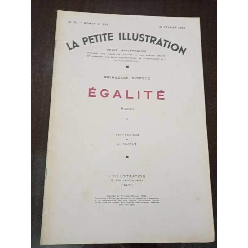 La petite Illustration N° 711. Égalité II