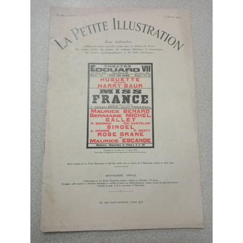 La Petite Illustration N.258 - Juillet 1930