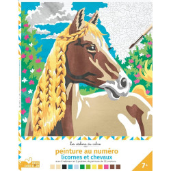 Peinture au numéro - licornes et chevaux - cahier avec palette et...