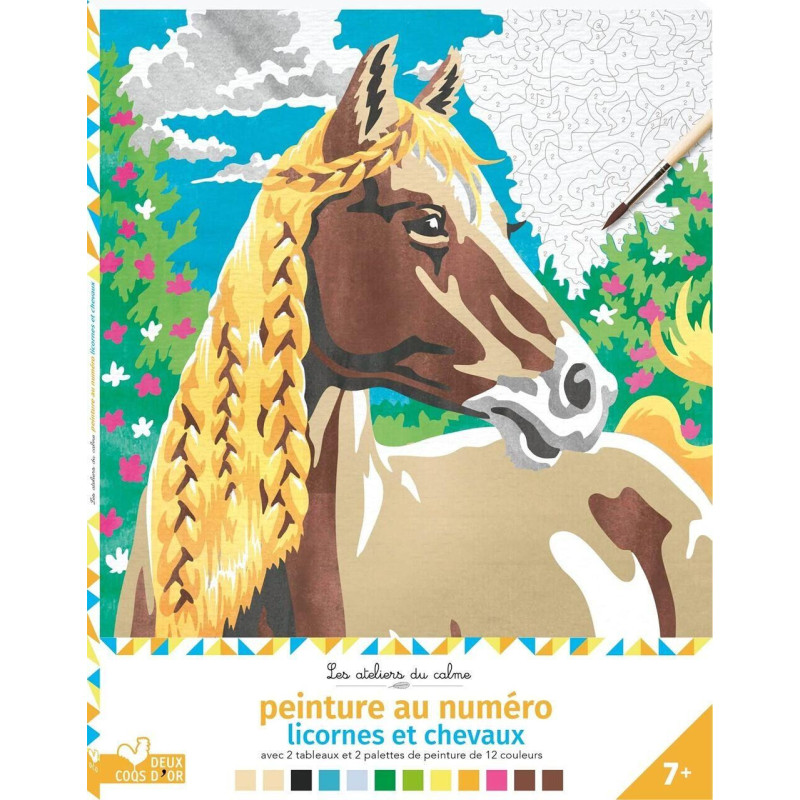Peinture au numéro - licornes et chevaux - cahier avec palette et...