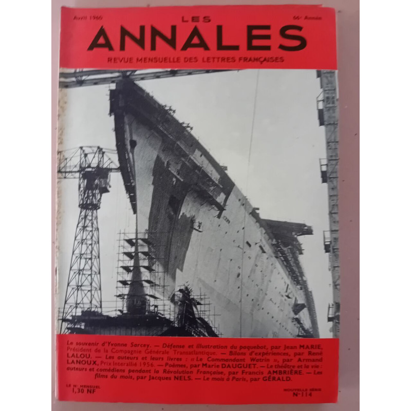 Revue Les annales des lettres françaises N° 114