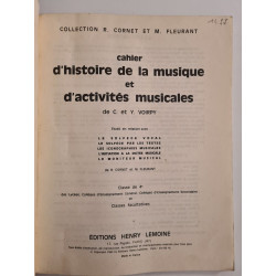 Cahier d'histoire de la musique et d'activités musicales