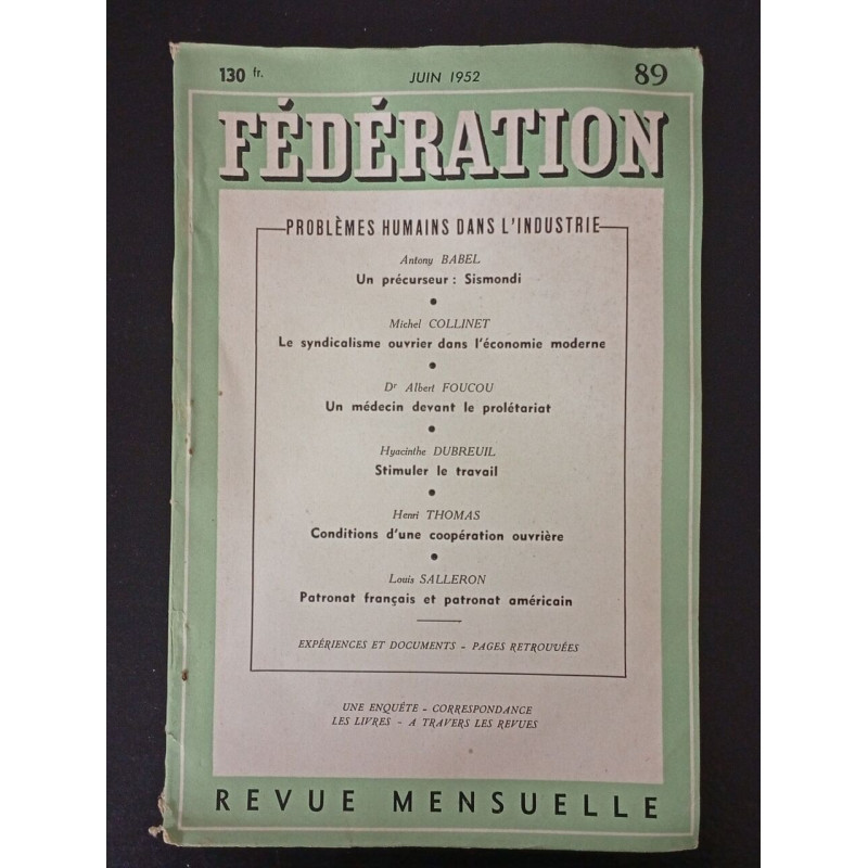 Fédération N.89 - Juin 1952
