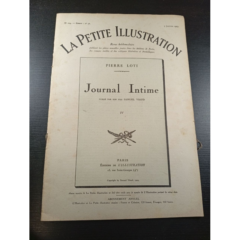 La Petite Illustration n°224 n°91 Journal Intime IV