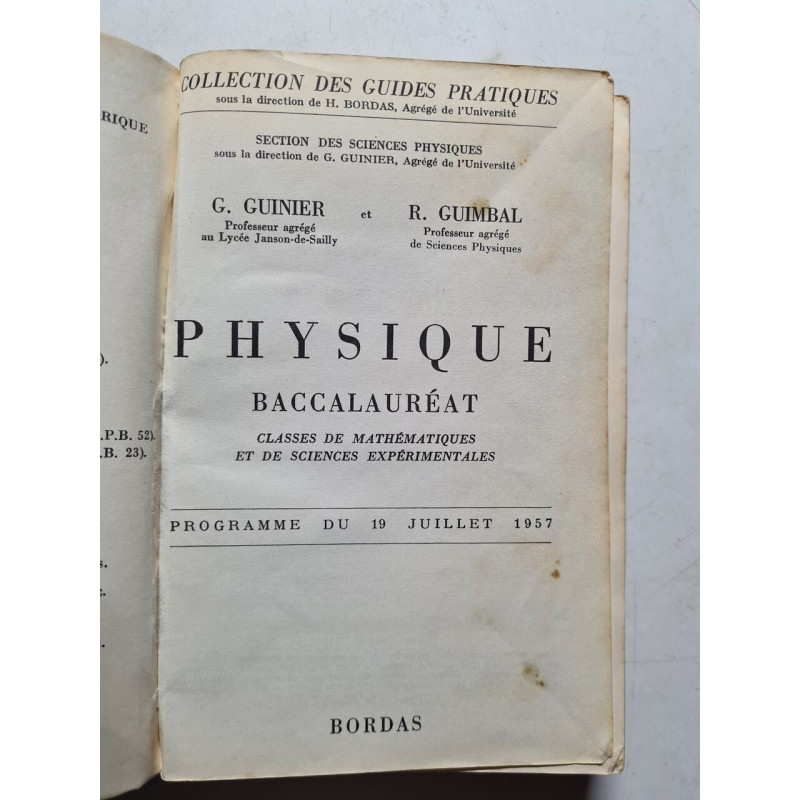 Physique Baccalauréat - 1957