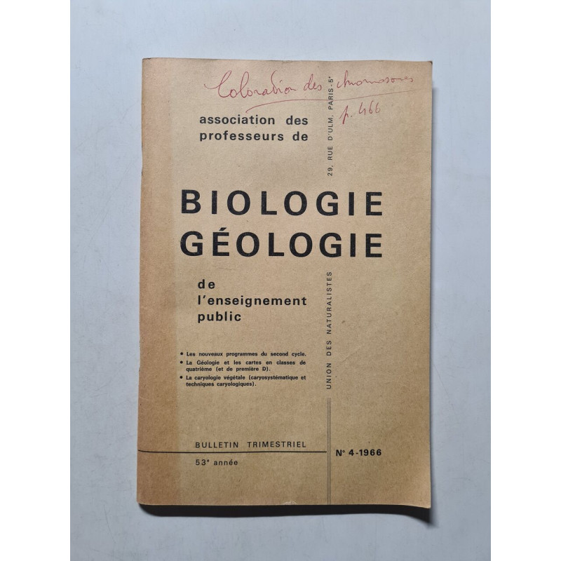 Biologie Géologie de l'eiseignemente publuc nº 4 - 1966