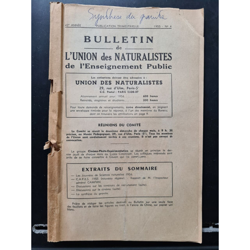 Bulletin de l'Union des Naturalistes de l'Enseignement Public