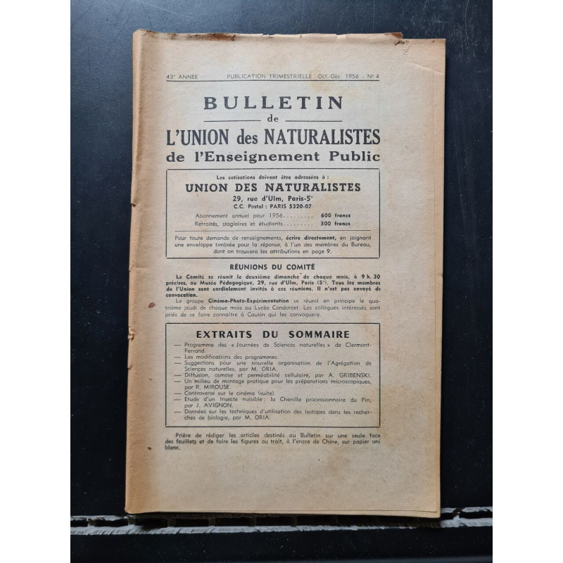 Bulletin de L'Union des Naturalistes de l'Enseignement Public