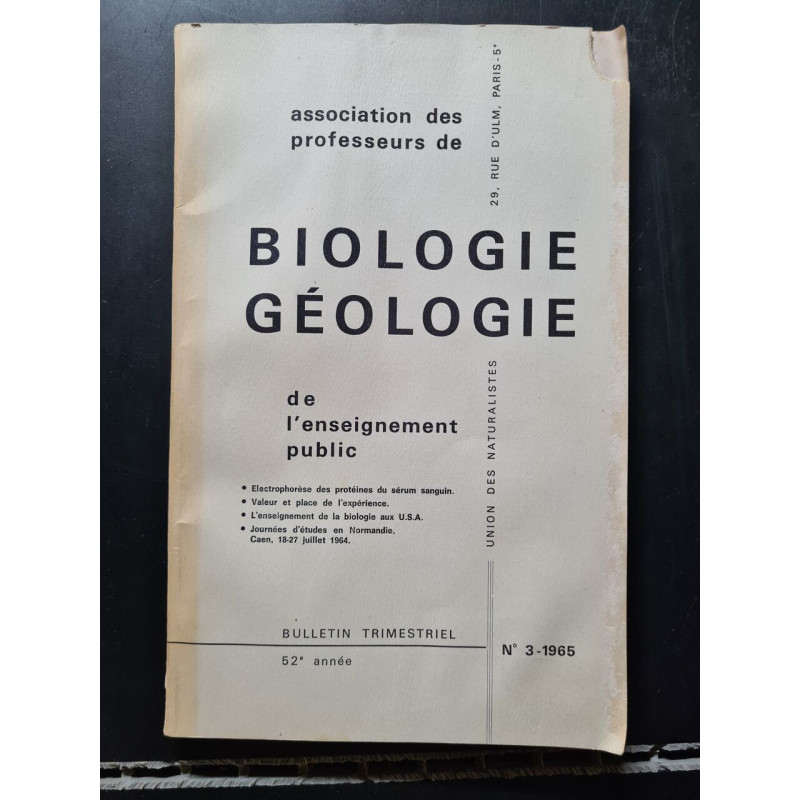 Biologie Géologie de l'enseignemente public nº 3 1965