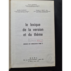 Le lexique de la version et du thème