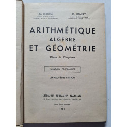 Arithmétique algèbre et géométrie