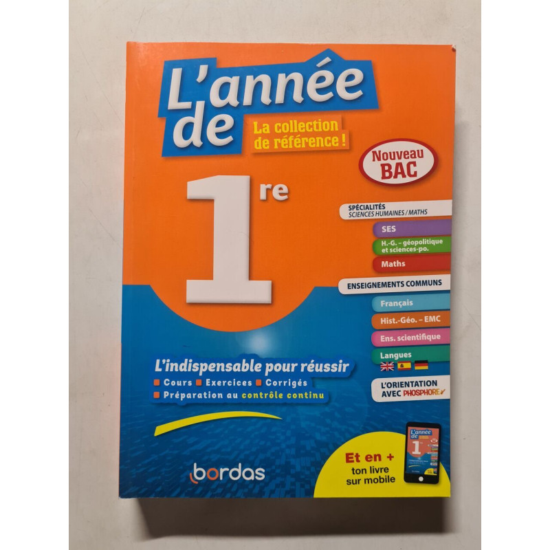 L'Année de 1re Spécialités de Sciences humaines / Maths +...