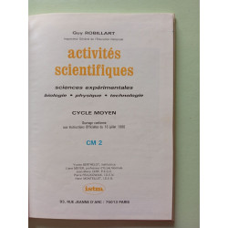 Activités Scientifiques Biologie Physique Technologie CM2