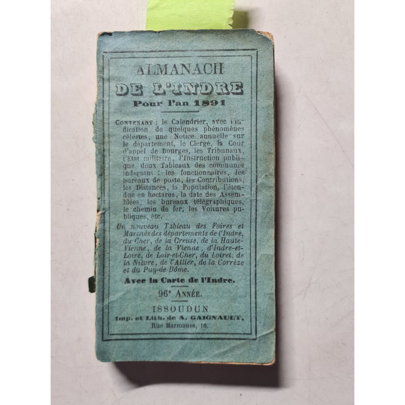 Almanach de l'Indre pour l'an 1891