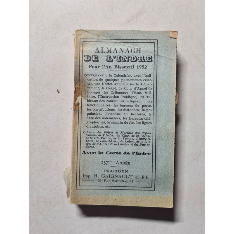 Almanach de l'Indre pour l'an bissextil 1952