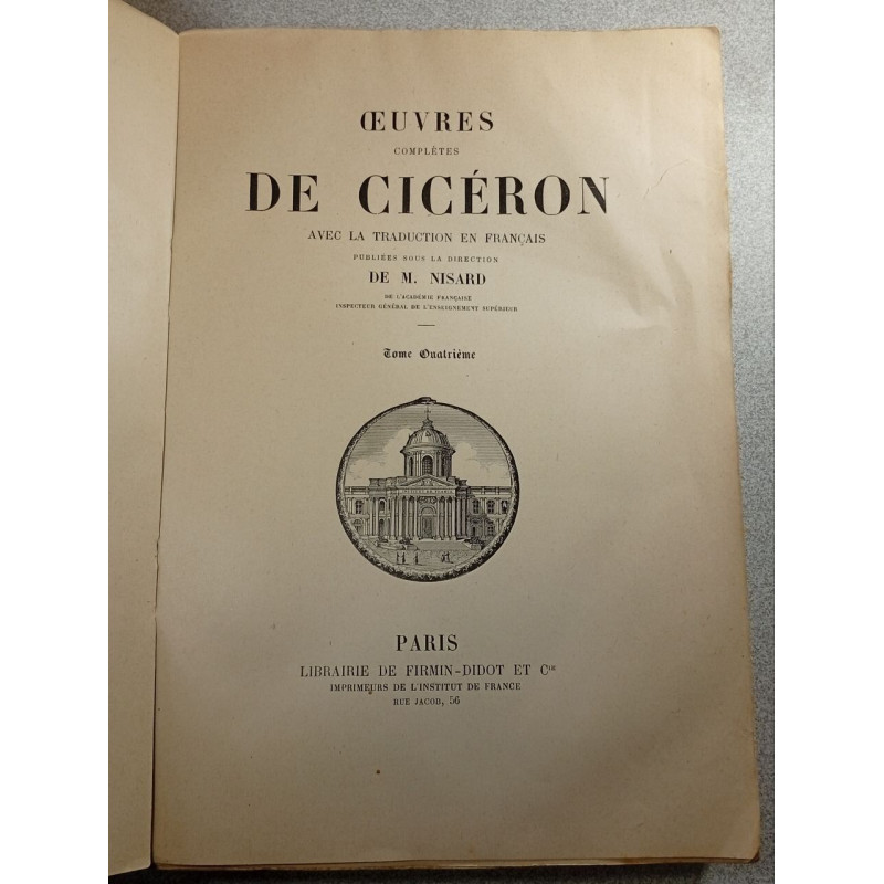 Œuvres complètes de Cicéron - Tome Quatrième