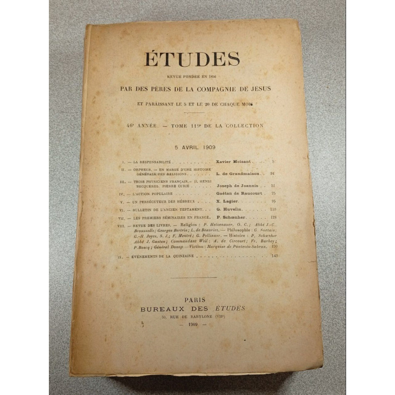 Études - Revue fondée en 1856... - 5 Avril 1909 II