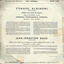 Adagio Per Archi Ed Organo / Fugue En Si Mineur Sur Un Thème De...