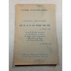 Summi Pontificatus... Premiere encyclique de N. S. P. le pape pie XII