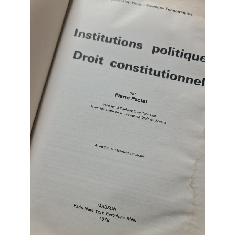 Institutions politiques. Droit constitutionnel